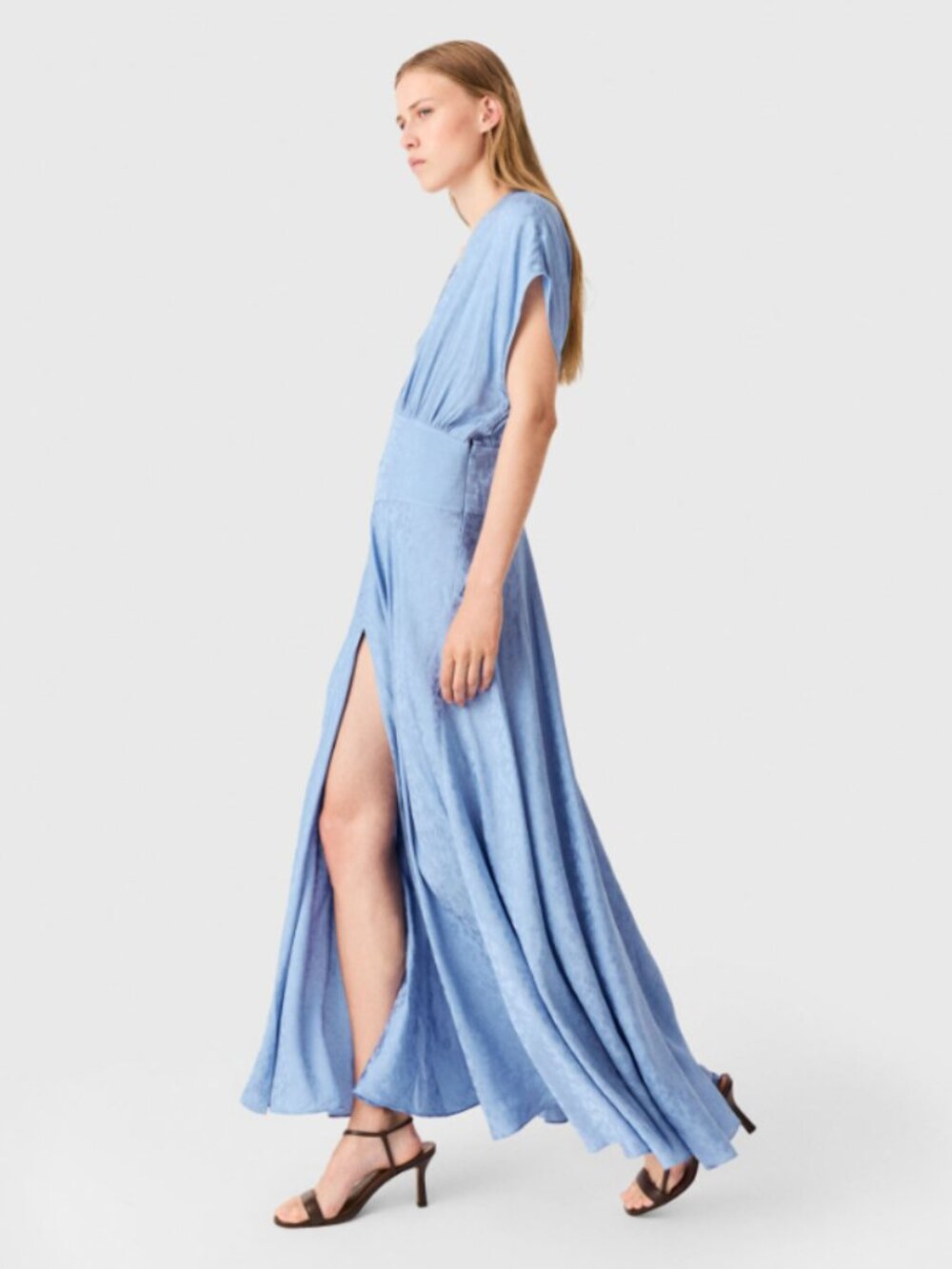 NWT: Maje patterned jacquard maxi dress - light blue - size EU 38/US M - Picture 3 of 4